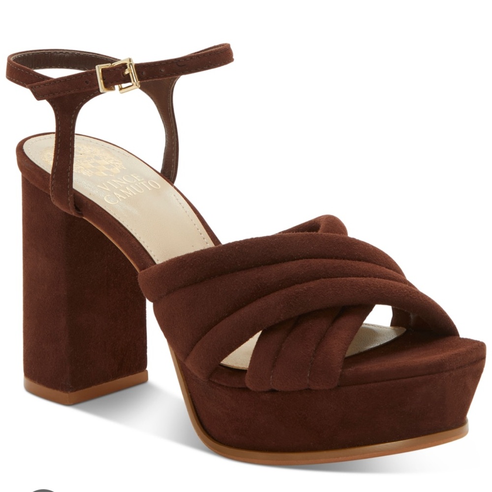 NWOT VINCE CAMUTO Brown Suede Heels